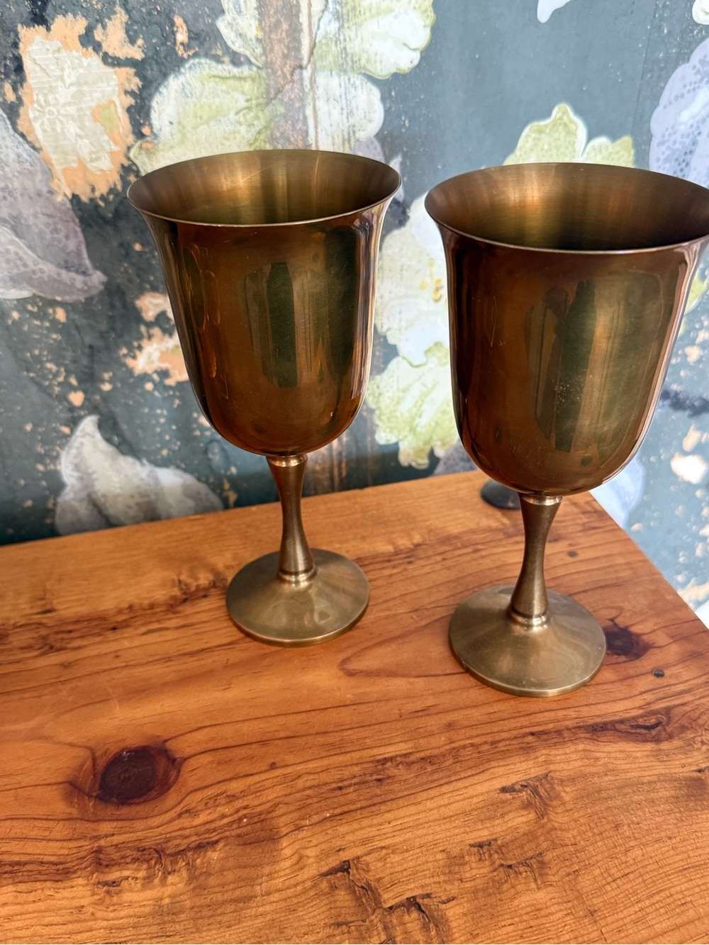 Brass Goblet Wine Glasses - Set of 2